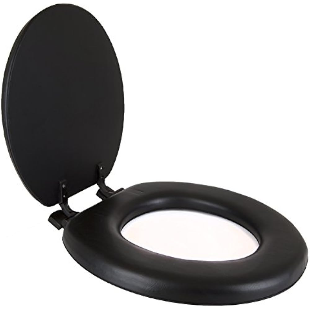 Premium Black Soft Padded Toilet Seat Cushioned Standard Round Cover