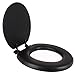 Ginsey Standard Soft Toilet Seat with Plastic Hinges, Black Medium