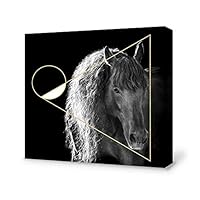 signwin-Canvas Wall Art-Black and White Horse-Canvas Prints Home Artwork Decoration for Living Room,Bedroom - 12x12 inches