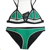 FLORAVOGUE FARRAH Blanket Stitch Crochet Neoprene Bikini Triangle Swimsuit Set