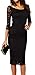 made2envy Boat Neckline 2/3 Sleeves Lace Overlay Evening Midi Dress