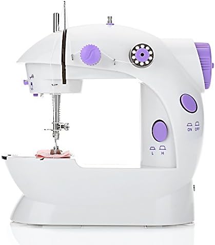 EleLight Portable Sewing Machine, Double Speed Mini Automatic Sewing Machine Thread Electric Crafting Mending Machine with Light and Foot Pedal for Fabric Clothing Home Travel Use