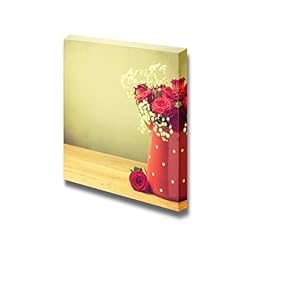 Still Life Rose Flower Bouquet in Red Polka...