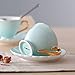 Jusalpha Fine China Tea Cup and Saucer Coffee Cup Set with Saucer and Spoon Set of 6 (FD-TCS02 blue (6), 7oz)