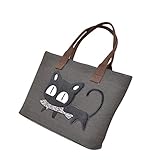 Jiyaru Women Canvas Tote Purse Handbag Cat Tote Shoulder Bag Casual Bag Black