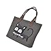 Jiyaru Women Canvas Tote Purse Handbag Cat Tote Shoulder Bag Casual Bag Black