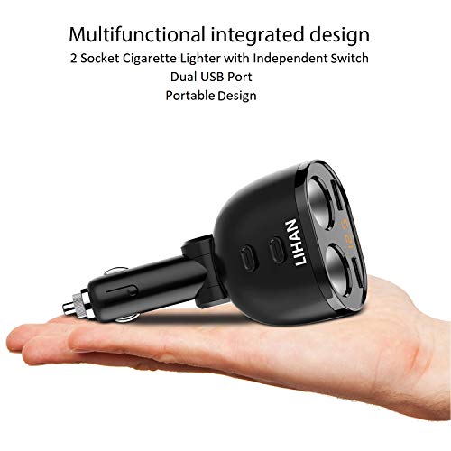 Car Charger Power Adapter,2 Socket Cigarette Lighter with Dual USB Port,Compatible for iPhone X 8 7 6s 6 Plus, iPad, Galaxy, Google, Motorola, LG, Nexus, HTC and More