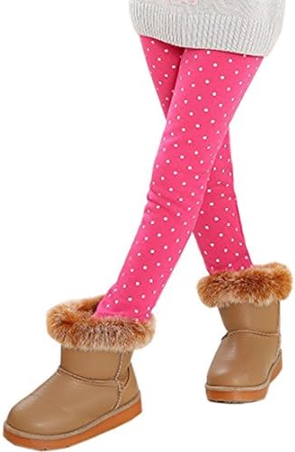 YLTkids Baby Girls Kids Winter Fleece Lined Leggings Pants Floral Trousers-1-rose-140