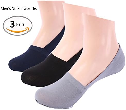 Whippy 3 Packs Cotton No Show Socks for Men Casual Socks No-Slip Socks