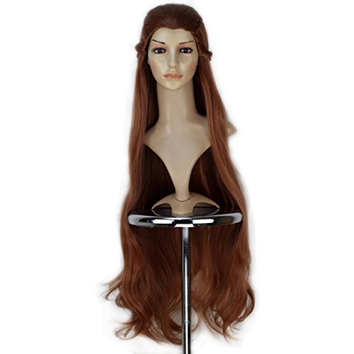 Miss U Hair Women Extra Long Wavy Wig Golden Brown Braid Cosplay Full Wig Adult