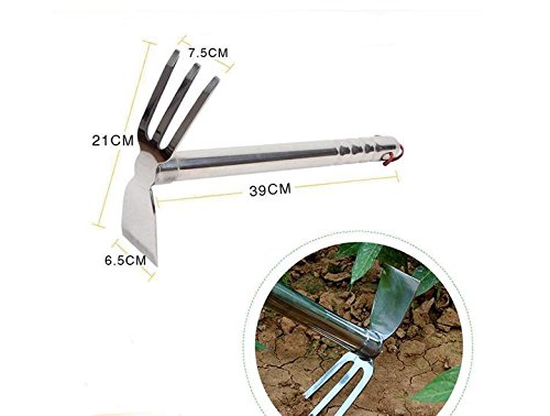 Mengbaobao MBB Stainless Steel Garden Hoe Rake Hand Tool Digging Weeding Seeding Cultivating Multipurpose - Thumbnail 4