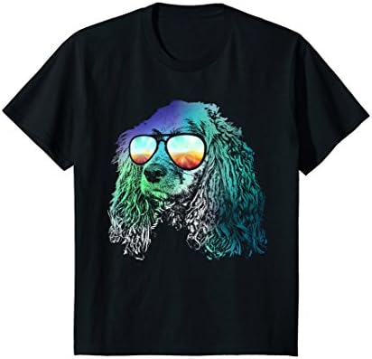 Kids Cocker Spaniel Neon Dog Shirt 12 Black