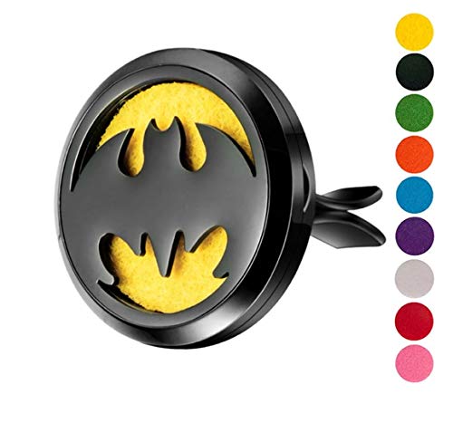 mEssentials Black Chrome Bat Aromatherapy Car Air Freshener Essential Oil Car Vent Diffuser With Vent Clip and 9 Color Refill Pads - Thumbnail 4