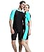 BIKMAN One-Piece Snorkeling Surfing Swim Suit Short Sleeves Plus Size Swimwear- Sun Protection (4XL(Weight:187lbs-220.5lbs), Light Blue)