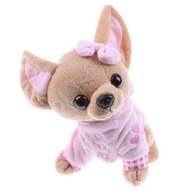VKISI 1Pcs 17Cm Chihuahua Puppy Kids Toy I Simulation Animal Doll Birthday Gift for Girls Children Cute Stuffed Dog Plush Toy Must Have Gifts 1 Year