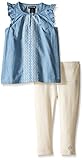 Calvin Klein Little Girls' Light Denim Tunic and Rib Leggings, Blue, 4