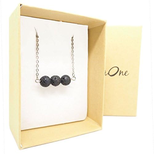 Aromatherapy Necklace Essential oils Diffuser Jewelry Elegant Floating Three Lava Bead Charm w/ Stainless steel chain