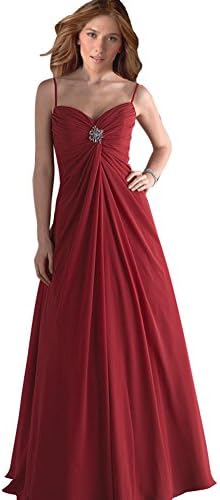 Junai Women's Spagetti Strap Chiffon Mother of the Bridal Dresses with Crystal Pin Red US 22