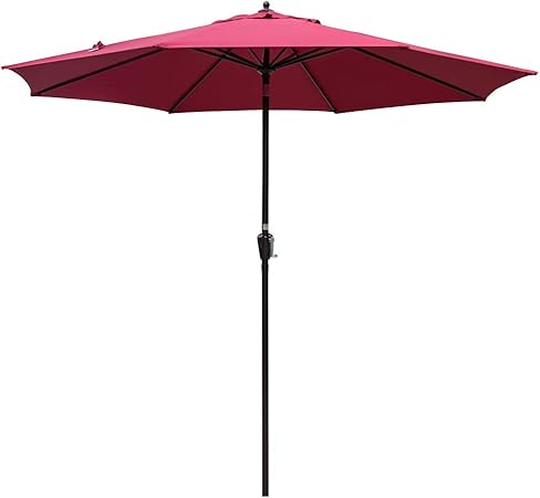 Amazon Com Sundale Outdoor 10ft Market Umbrella Table Umbrella With Crank And Auto Tilt Aluminum Ribs Polyester Canopy Shade For Patio Garden Deck Backyard Pool Burgundy Garden Outdoor