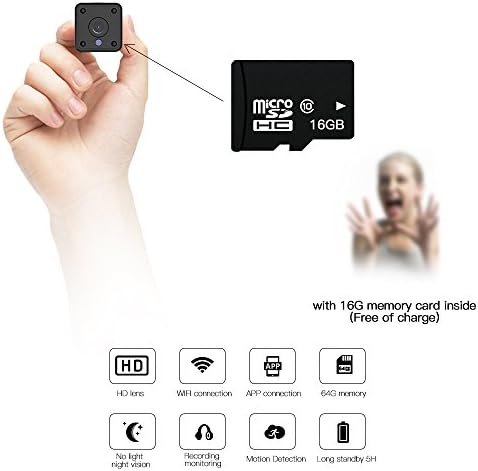 Miniature spy-hidden mini camera wireless WIFI mobile phone remote panoramic camera home HD night vision network monitoring 720p（with 16G Memory card inside）