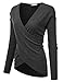 JJ Perfection Women's Deep V-Neck Surplice Long Sleeve Pullover Sweater