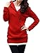 Allegra K Shawl Collar Buttons Decor Hooded Tunic Sweater Red / S