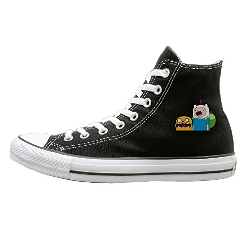 Candyy Adventure Time Jake & Finn Wear-resisting Unisex Flat Canvas High Top Sneaker 41 Black