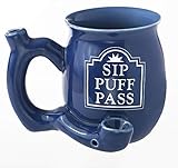 Fashion Craft Sip Puff Pass Blue Novelty Mug with White Letters