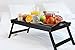 Bed Tray Table with Folding Legs Wooden Serving Breakfast in Bed or Use As a, Platter, TV Table Laptop Computer Tray Snack Tray Large Size