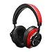 Bluedio T6S Bluetooth Headphones Over Ear with Mic, Active Noise Canceling Headset Voice Control Support Amazon Web Services (AWS), Wireless Headphones for Cell Phone/PC, 32-Hrs Play Time, Red