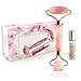 ROSE QUARTZ ROLLER FOR FACE - 2-in-1 Rose Quartz Face Roller with Mini Gem Bottle For Essential Oils - Natural Facial Jade Roller