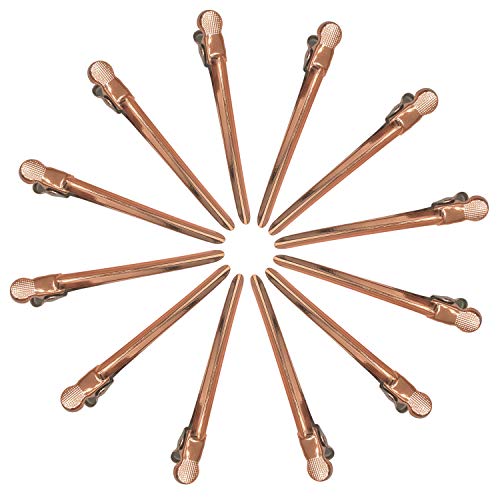 12Pcs Dividing Duck Bill Clips, Clamp Hair Styling Clips Hairpin Metal Hairdressing Sectioning For Salon Styling Tools (Rose Gold)