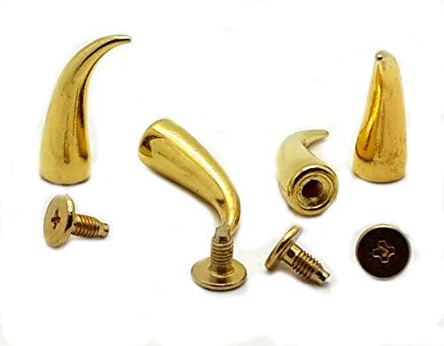 50 x Screw-Back Rivets, EIMASS® 2168 Premium Spike Cone, Bullet, Tiger Claw Nickel Studs (7 x 20mm, Gold Tiger Claw Spike)