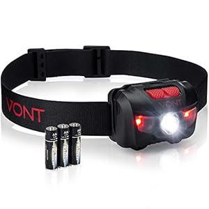 Vont LED Headlamp, Super Bright LEDs, Compact Build, 5 Modes, Headlight with White-Red LEDs, Comfy Adjustable Strap…