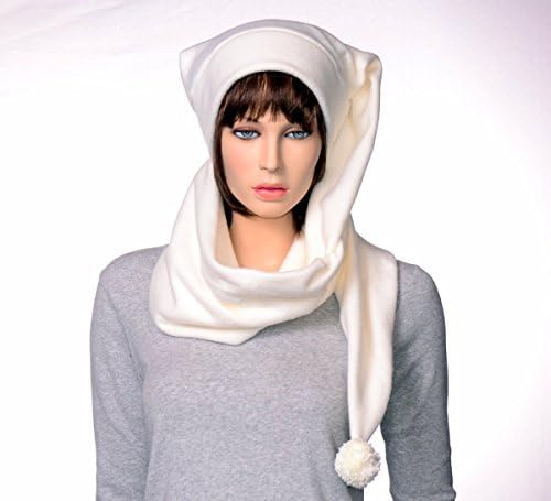 Stocking Cap Ivory Extra Long Wrap Around Off-White Fleece Scarf