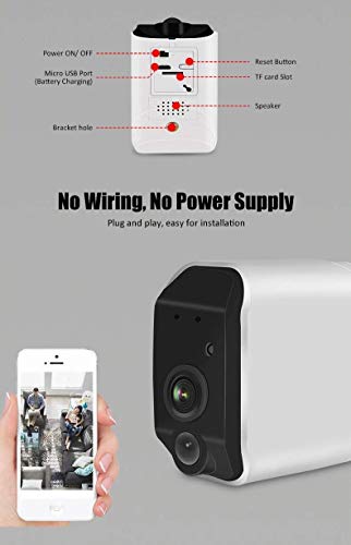 CTVISON Wireless Battery Powered Security Camera Home Surveillance IP Camera Rechargeable High Capacity 6800mAh with Night Vision & PIR Alarm for Elder Baby Pet Dog - Thumbnail 5