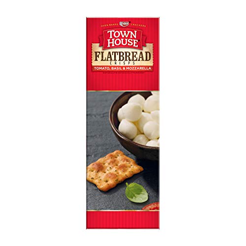 Keebler, Town House Flatbread Crisps, Crackers, Tomato, Basil and Mozzarella Cheese, 9.5 oz(Pack of 12)