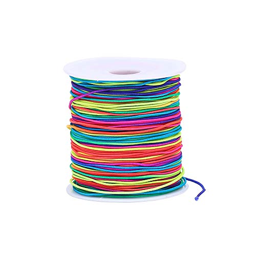 Bingcute 1.0MM Rainbow Elastic Cord Beading Threads Stretch String Fabric Crafting Cords for Jewelry Making, 100 Yard (Rainbow) - Thumbnail 5