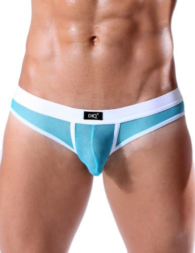 DIQ Wear Men's Air Brief Sheer Mesh Sexy Underwear Azure/White 2XL