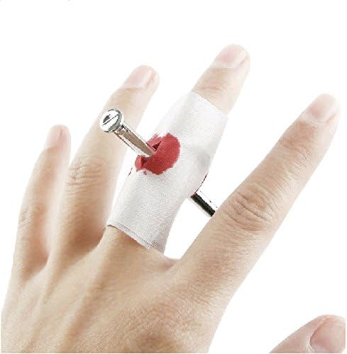 Juenana Halloween Scary Bloody Magic Nail Through Finger April Fool Trick Toy Carnival