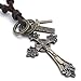 KONOV Vintage Style Celtic Cross Pendant Leather Cord Necklace Chain, for Mens