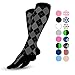Go2Socks Compression Socks for Men Women Nurses Runners 20-30mmHg Medical Stocking Athletic (Black Argyle, L)
