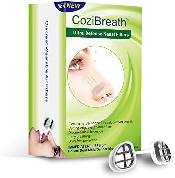 CoziBreath (Ultra Defense Nasal Filters Series Advanced Allergy Relief Nasal Screens to Block Pollen, Dust, Dander Mold Allergens, Premium Nose Filters to Reduce Inhaling Air Pollution PM 2.5