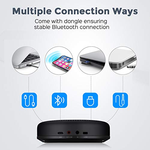 Bluetooth-Speakerphone--eMeet-Luna-Computer-Speakers-with-Microphone-wEnhanced-Noise-Reduction-Algorithm-Daisy-Chain-wDongle-USB-Speakerphone-for-Home-Office-360-Voice-Pickup-for-8-People-Black