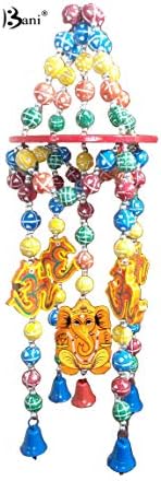 BANI Handcraft Toran Wall Hanging Handmade Om Base Wooden Door Decoration Wind Chime, Feng Shui, Decorative for Home