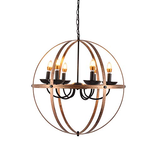 Beyonds Rustic Brass Chandelier Pendant Lighting - 2019 6 - Light E26 Industrial Vintage Style Simple Wrought Iron Chandelier Creative Loft Hanging Ceiling Lamp for Indoor Bar