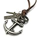 KONOV Vintage Style Anchor Cross Pendant Adjustable Brown Leather Cord Mens Necklace Chain