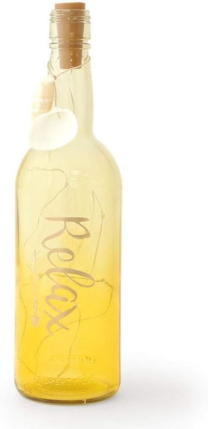 Amazon グラデーションボトルランプ Relax インテリアランプ ボトル インテリアライト インテリア雑貨 ディスプレー 西海岸 瓶 おしゃ れかわいい ハワイアン雑貨 ランタン Led ボトルランプ ときいろインテリア テーブルランプ