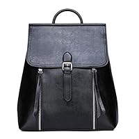 DuoGaoTe Women Backpack Purse PU Leather Waterproof Handbag Fashion Flipping Shoulder Bag With Metal snap (black)