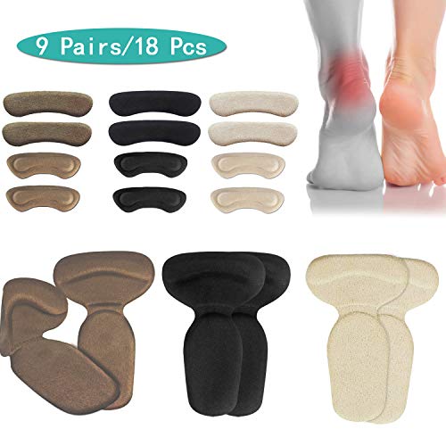 (18pcs) Heel Cushions-Heel Grips/High Heel Pads Inserts,*Reusable* Heel Liner Protector Best for Loose Shoe,Heel Anti-Slips,Blister,Heel Rubbing & Heel Pain Relief Bunion Callus - for Men & Women.